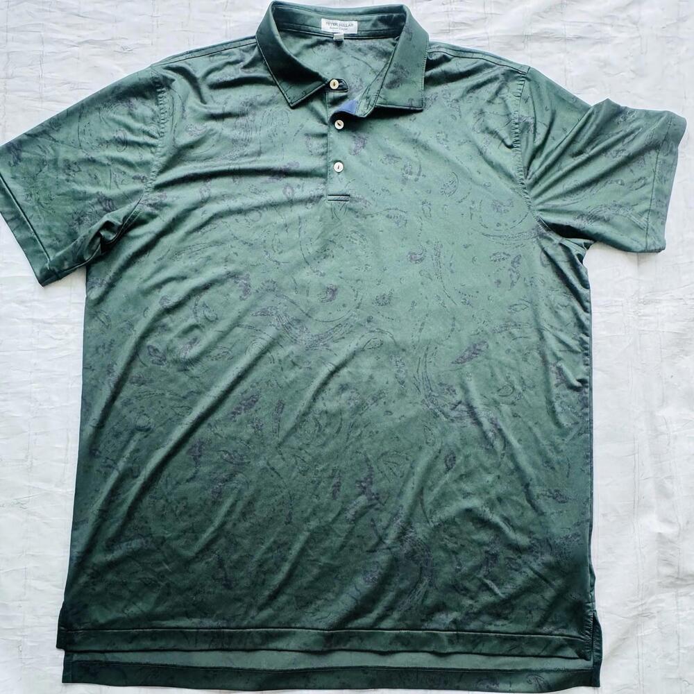 Peter Millar Polo Shirt Summer Comfort Mens XL Golf Green Paisley Performance